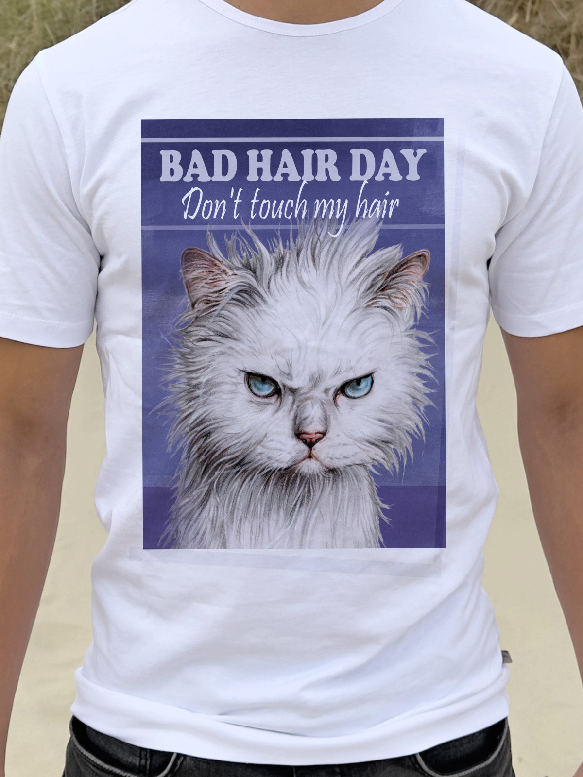 T-shirt "Bad Hair Day - Don't touch my hair".