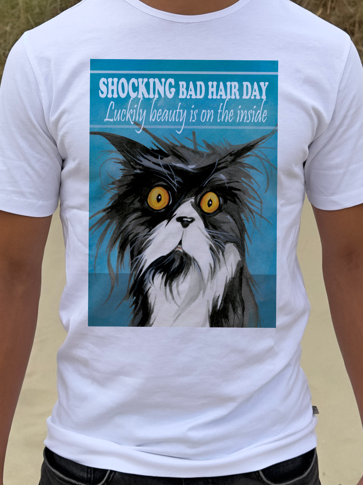 T-shirt "Bad Hairday" - Cat - versie 1