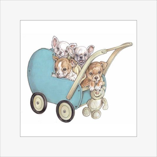 Reproduktion "Chihuahuas im Kinderwagen".