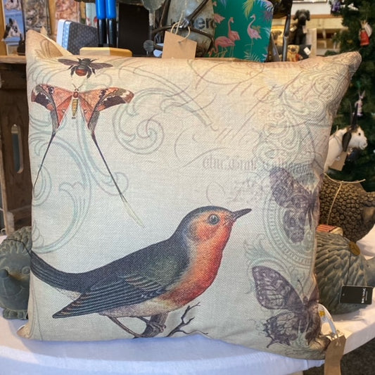 Kussen met decoratieve vogelprint