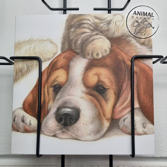 Vierkante kaart - Steun en Sterkte (honden print Beagle)