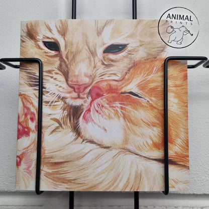 Vierkante kaart - Echte liefde begint bij jezelf.. (katten print)