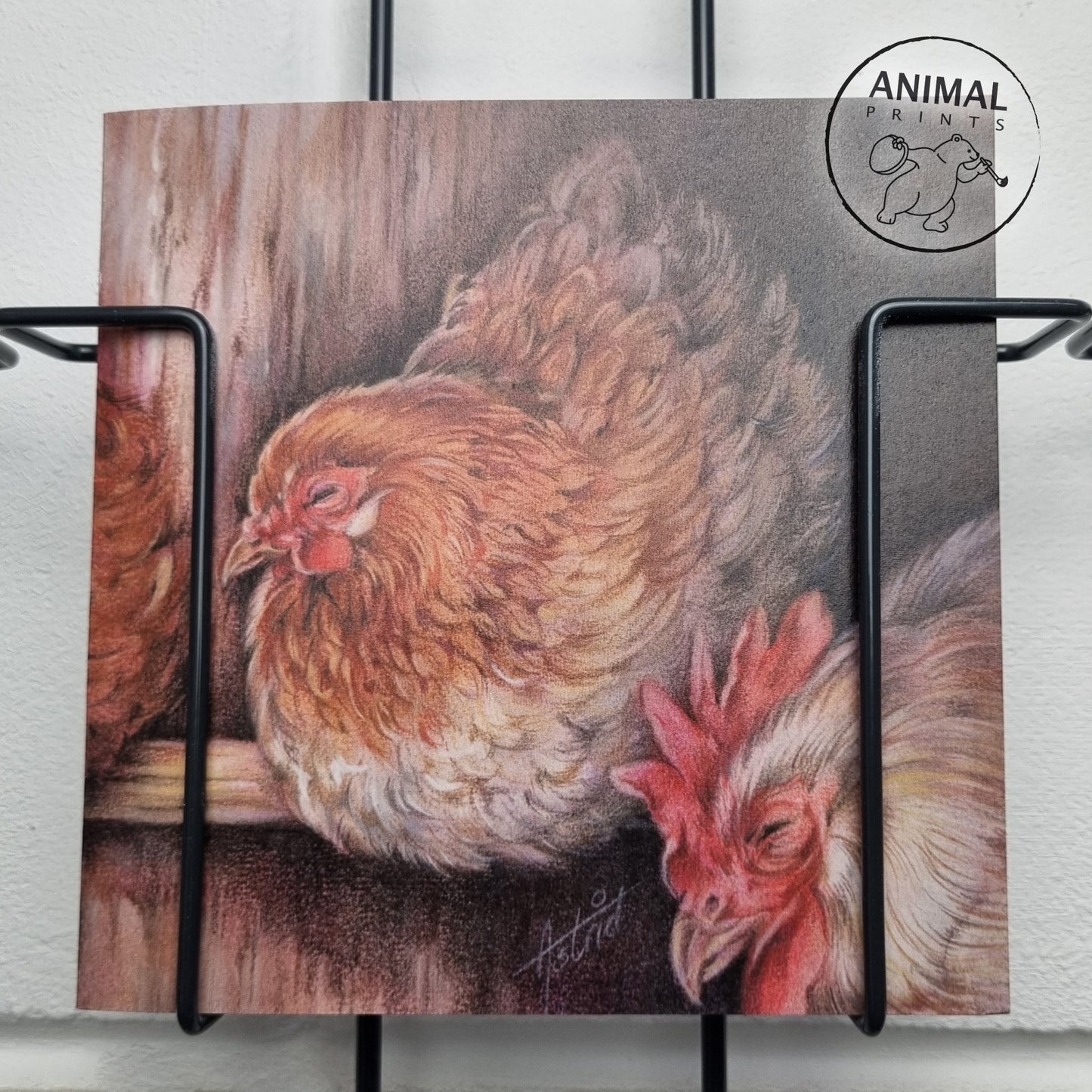 Square card - Lovely with the chickens on a stick...