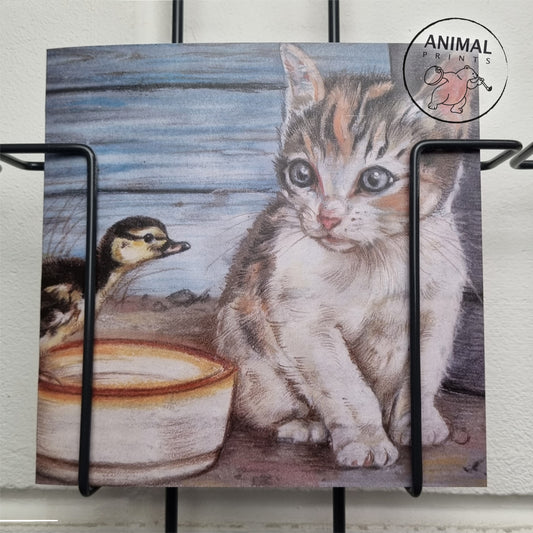 Square card - Cat &amp; Chick - Friends for life