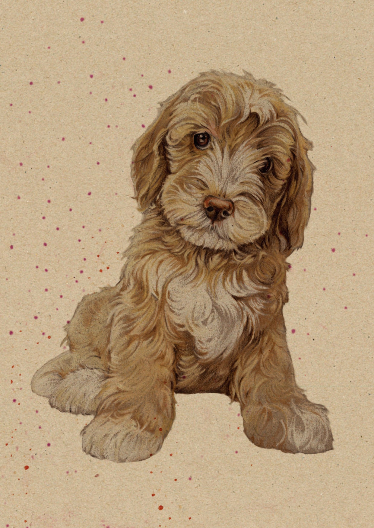 Kraftkaart A6 formaat (ansichtkaart) - kaart nummer 3 - Labradoodle (per 5 stuks)