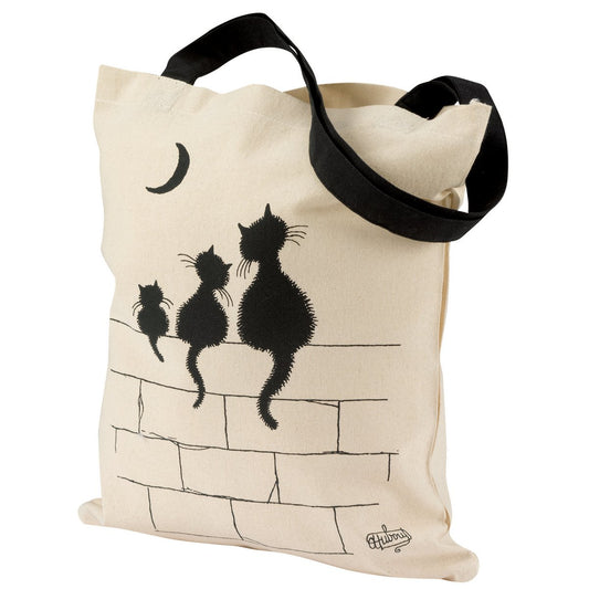 Katoenen tas : 3 katten op muurtje