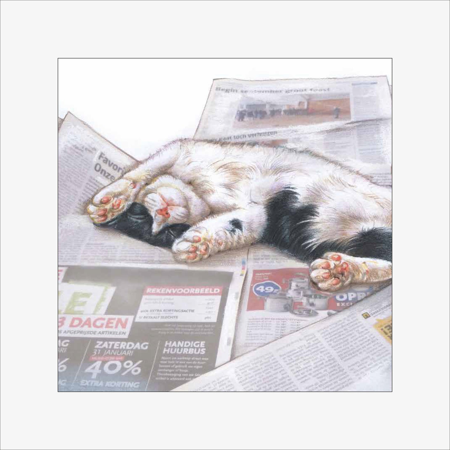Reproduktion "Katze liest Zeitung".