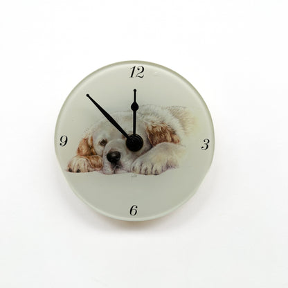 Clock Reclining Golden Retriever