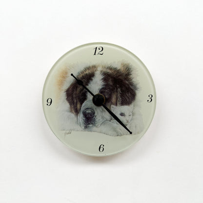 Clock Saint Bernard with cat