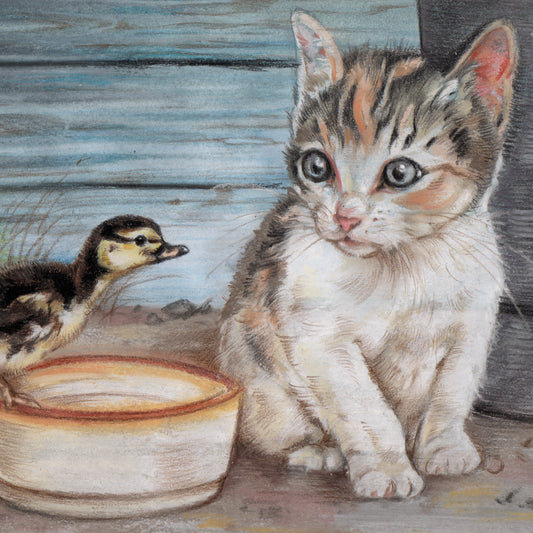 Square card - Cat &amp; Chick - Friends for life