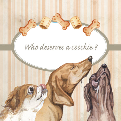 Vierkante kaart - Who deserve a cookie? (honden print)