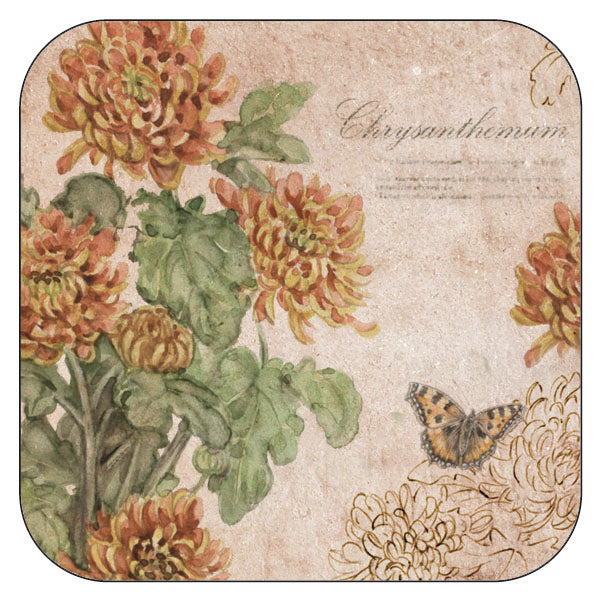 Coaster per 3 pieces Chrysanthemums
