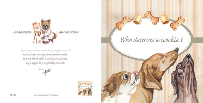 Vierkante kaart - Who deserve a cookie? (honden print)