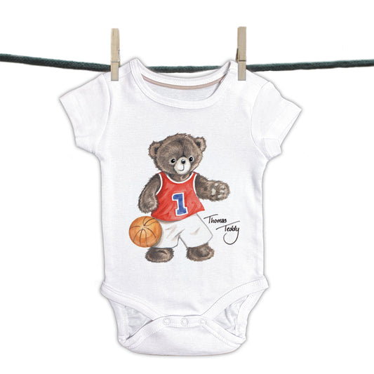 Baby Strampler Kollektion Thomas Teddy - Basketball Bär
